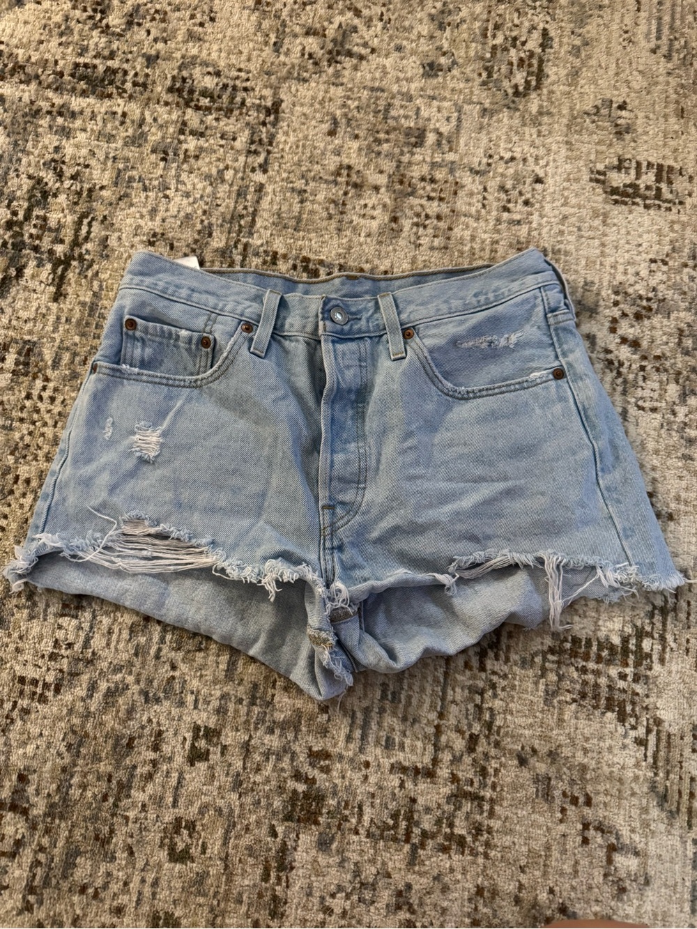 Levi's Light Blue Distressed Denim Cutoff Shorts